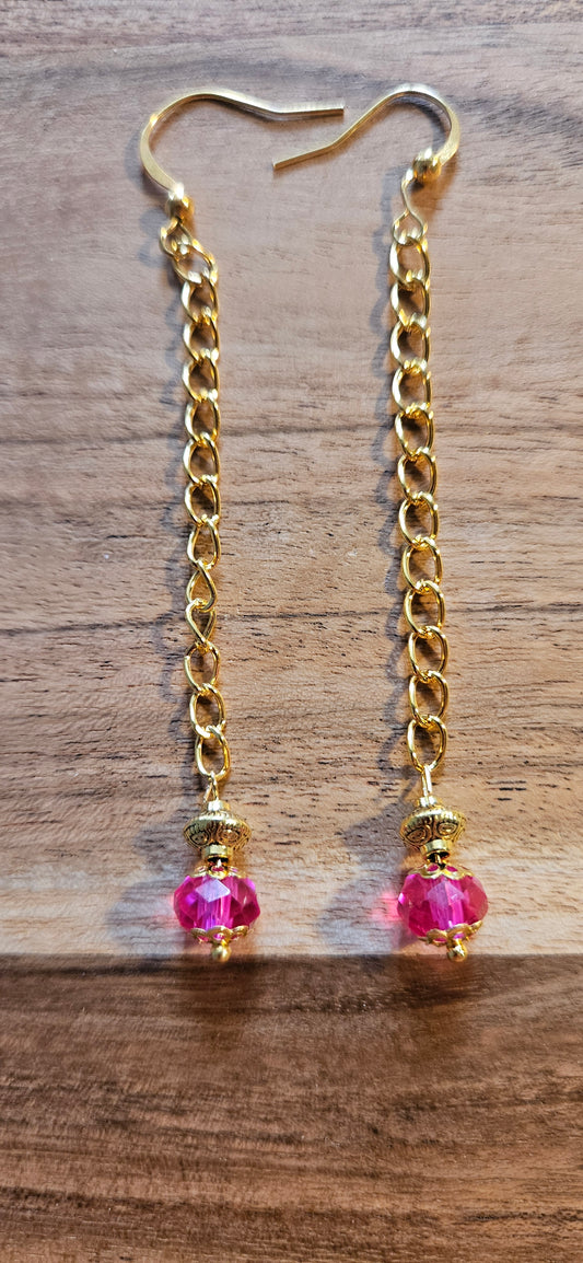 Earrings - Gemstone Glow Earrings - Fuchsia Pink