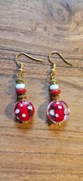 Earrings - Glass Beads - Glass Polka