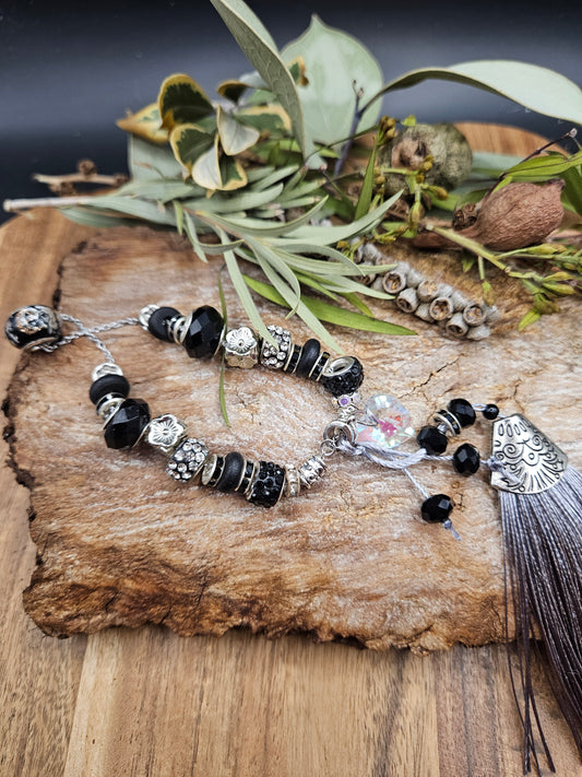 Mindfull Meditation Beads  - Silver Black Prince