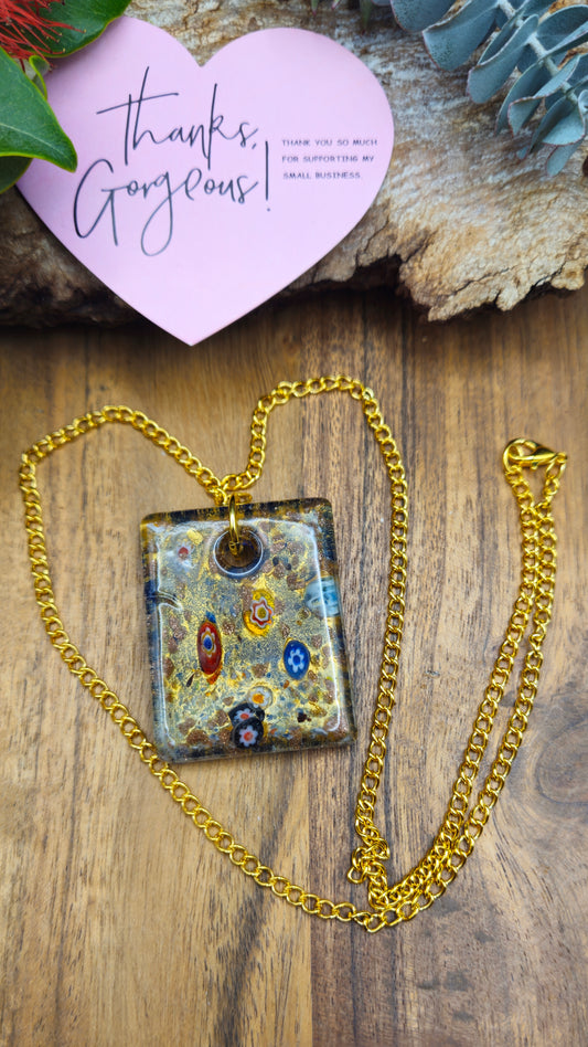 Necklace - Bohemian Glass Inlay Pendant - Wanderlust