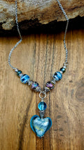 Necklace - Handmade Glass Beads  - Baby Blue