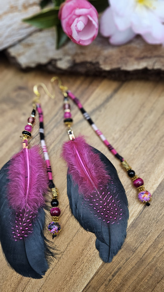 Earrings - Rose Raven