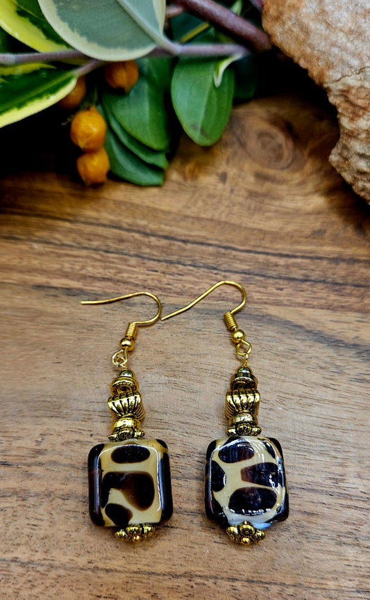 Earrings - Boho - Leopard - Handmade glass beads