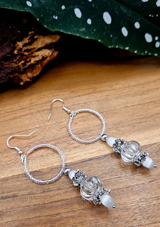 Earrings - Boho - White kiss