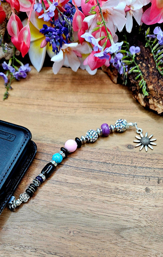 Phone Charm - Black n Pink