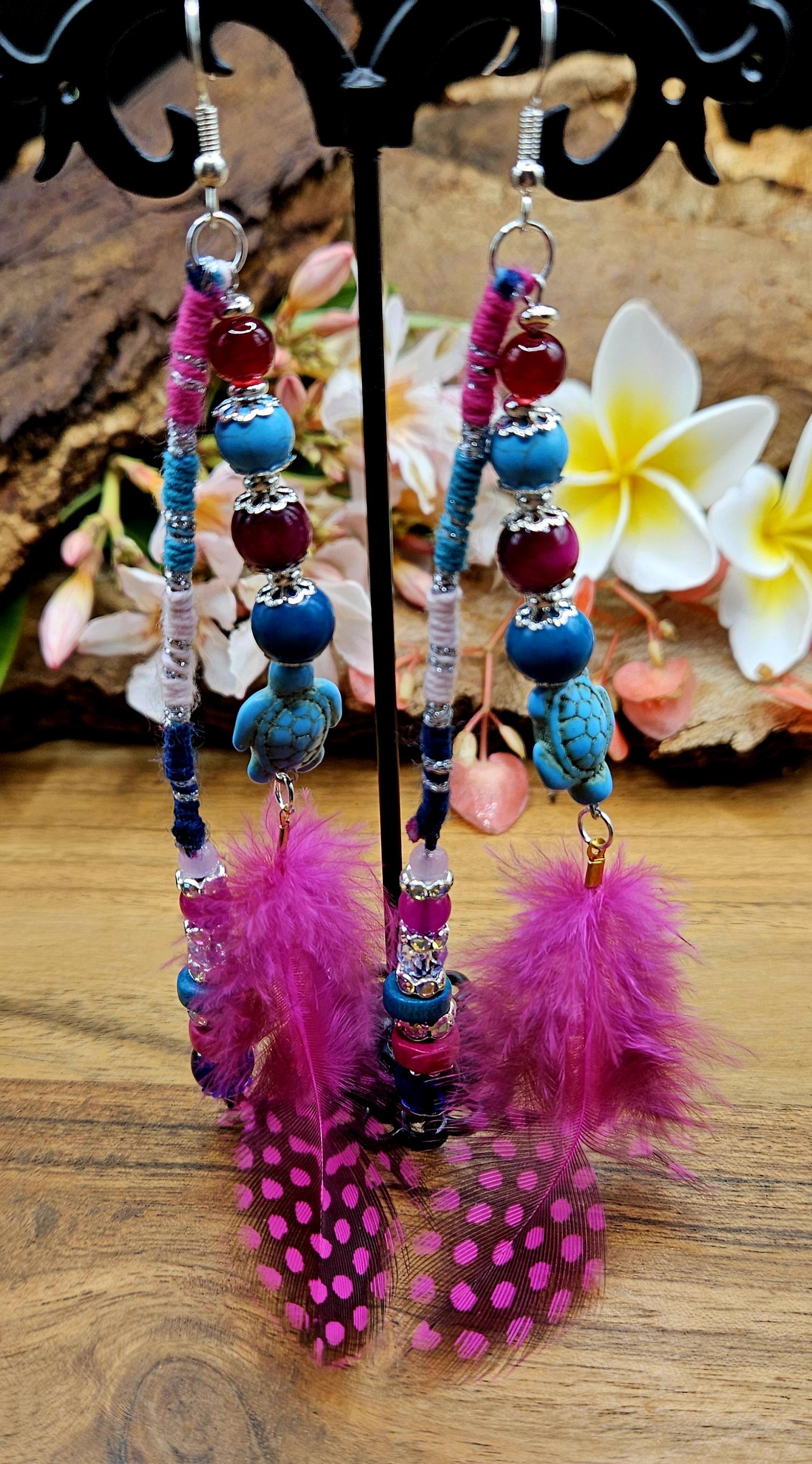 Hairwrap Earrings - Pink Halo