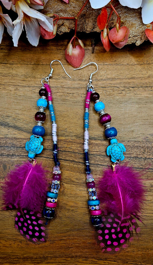 Hairwrap Earrings - Pink Halo