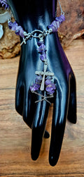Hand Bracelet - Amethyst Cross