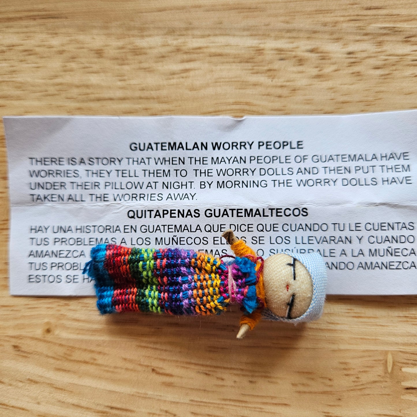 Guatemalan Worry Doll including Hand Pressed tin Box - Doll 4