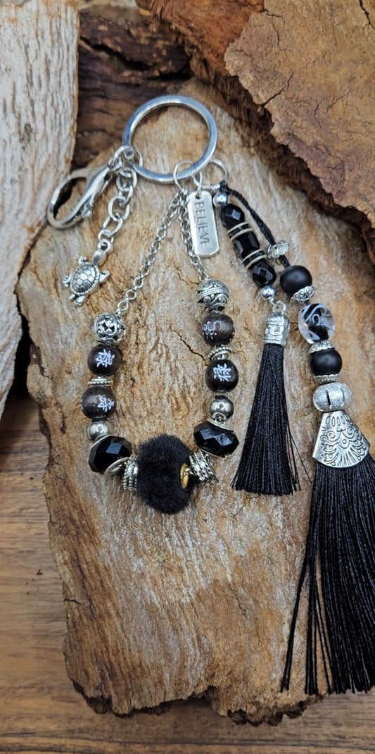 Bag Bling/Keyring - Black Beauty